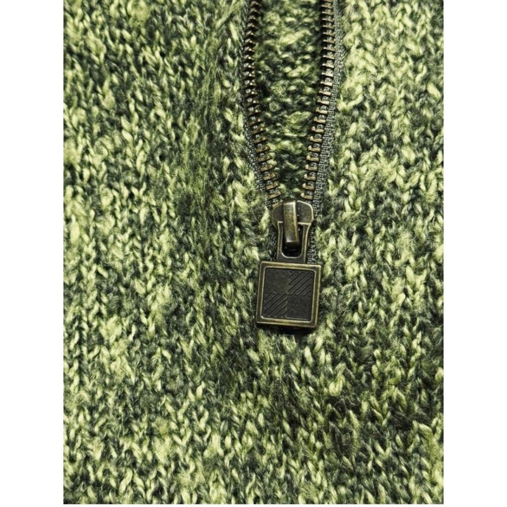 Woolrich Green Marled Quarter Zip Sweater Lt Olive Green GorpCore Hiking Large - Picture 6 of 12